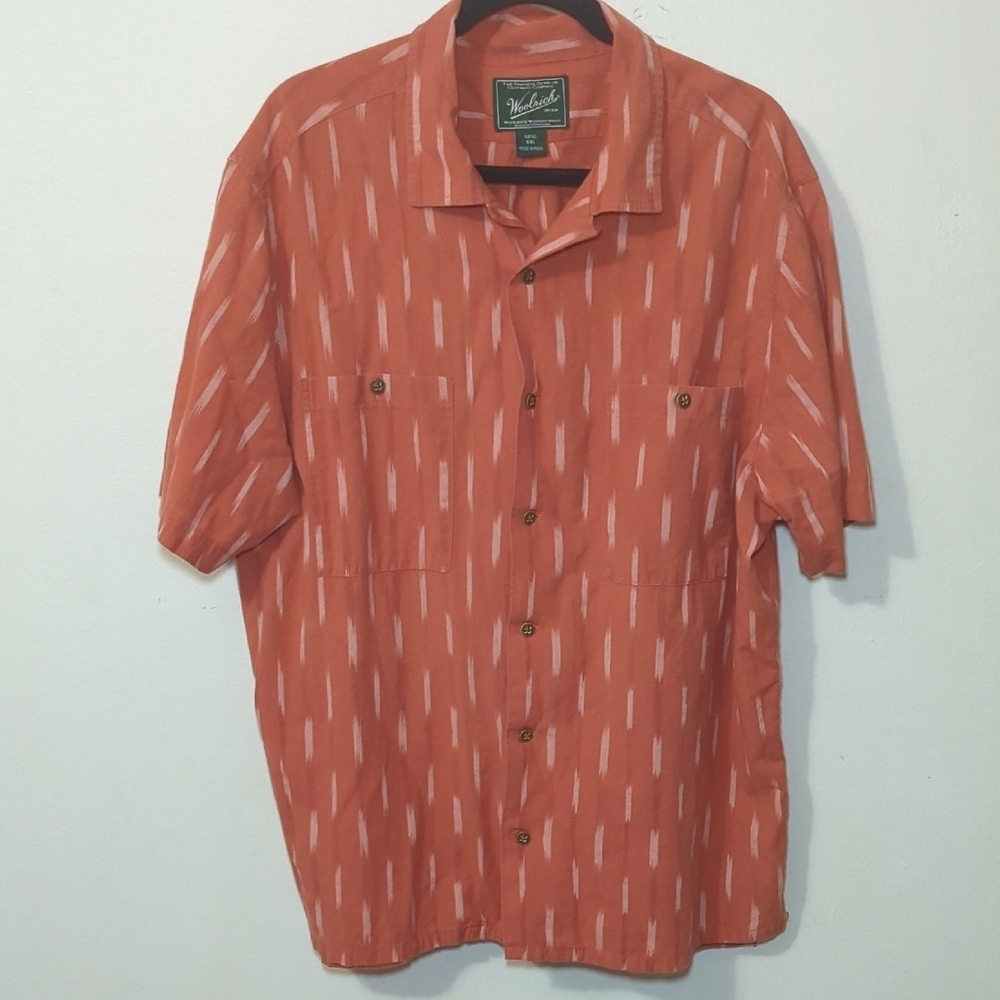 Woolrich Altitude Modern Fit Men's Button-Down Shirt Orange 100% Cotton Size XXL